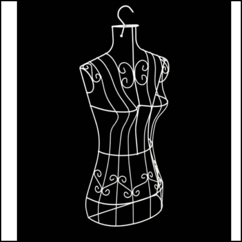 WIRE METAL WHITE FEMALE TORSO HANGING MANNEQUIN, METAL DRESS FORM WITH HANGER